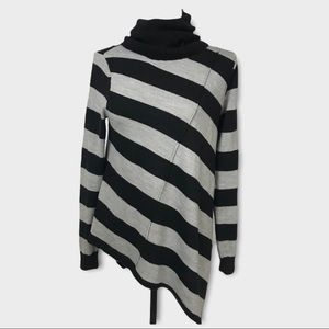 NY & Co Gray Black Asymmetric Cowl Neck Sweater